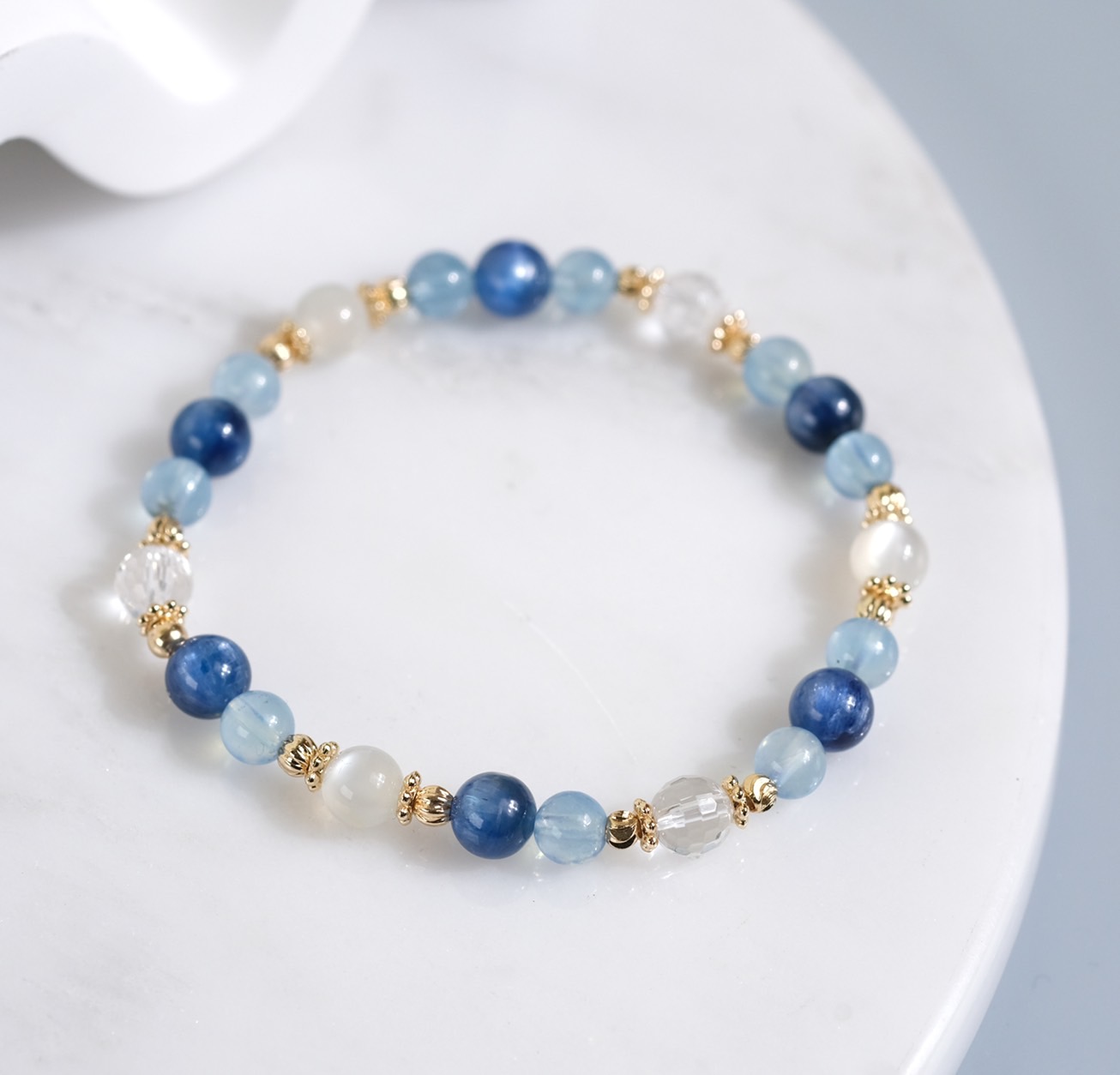 Kyanite Aquamarine White Crystal Bracelet - Free Will